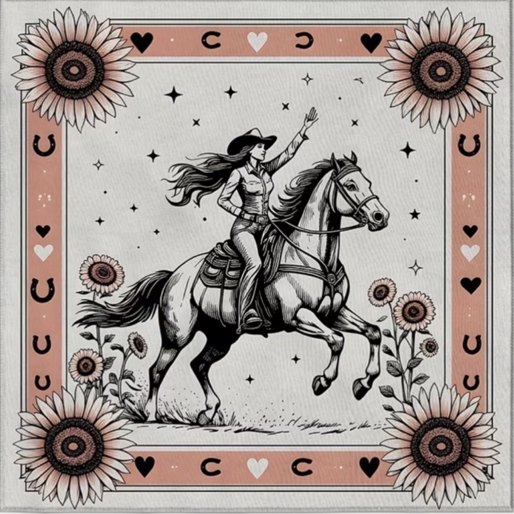Western Cowgirl Horse Bandana in Blush and Black